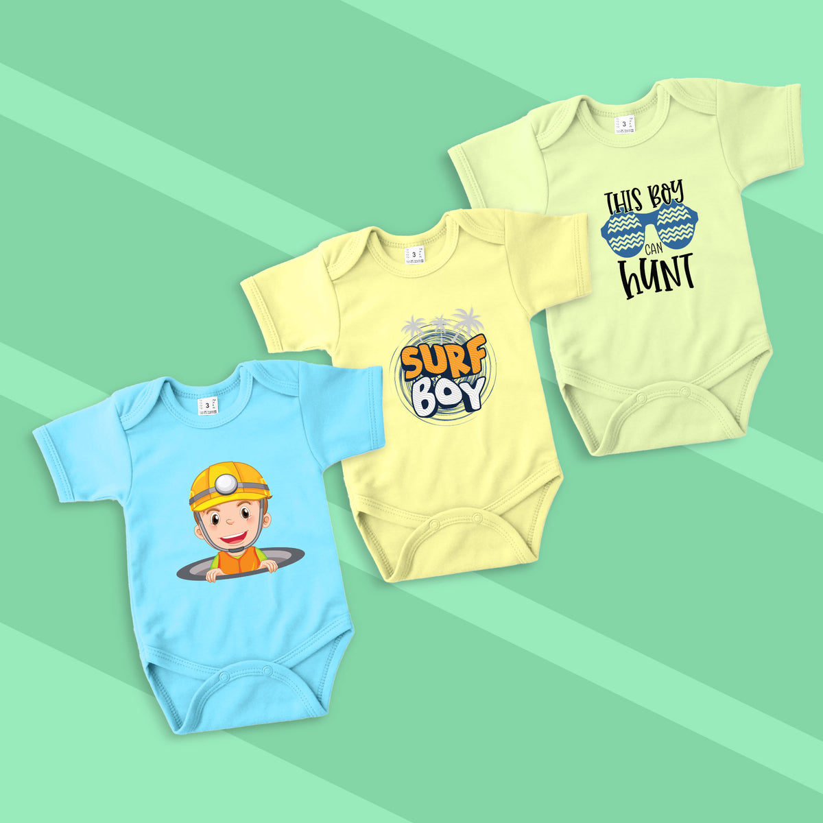 Pack of 3 Romper (Boy-Surf-Thisboy)