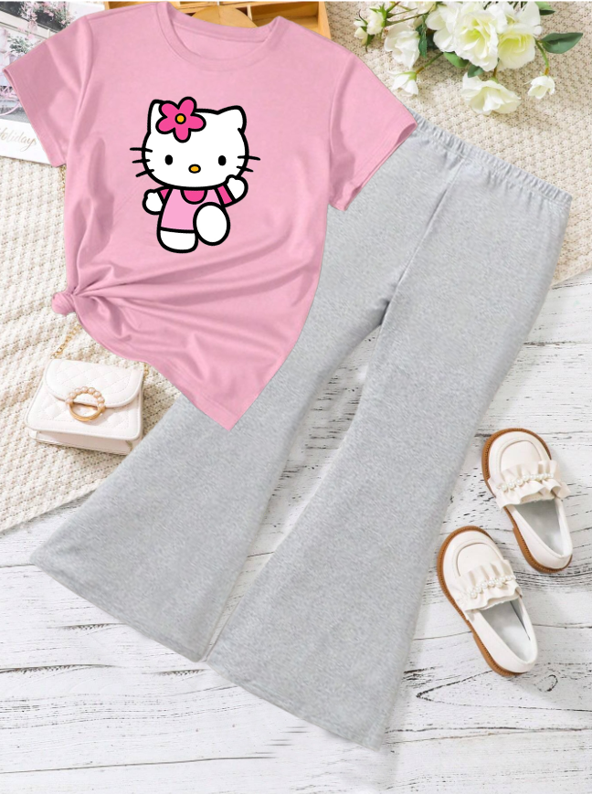 Kids T-Shirt & Plazzo Set (Baby Cat)