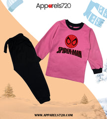 Fleece Spiderman Tracksuit For Kids (Baby-Pink)