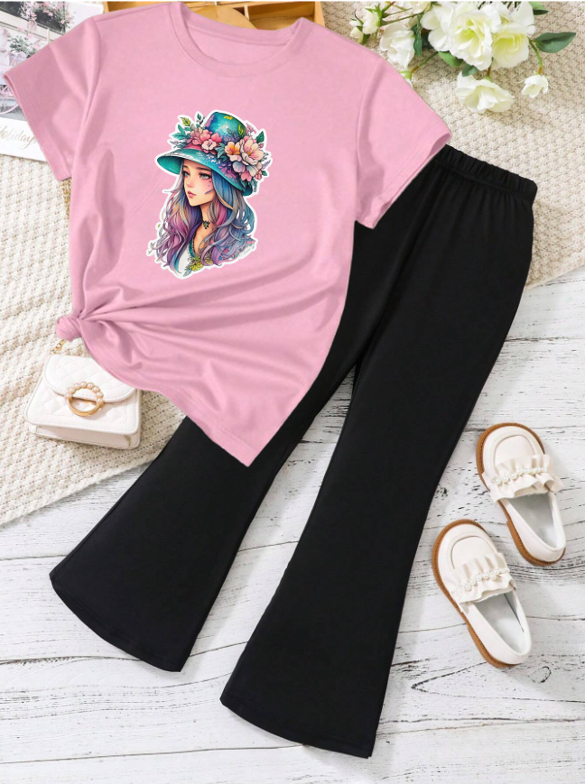 Kids T-Shirt & Plazzo Set (Barbie Girl)