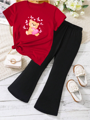 Kids T-Shirt & Plazzo Set (Teddy Bear)