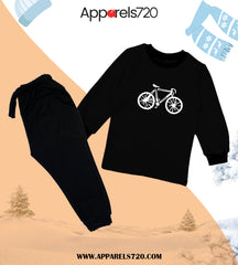 Fleece Cycle Tracksuit For Kids (Black)