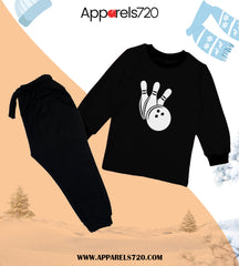 Fleece Bowling Tracksuit For Kids (Black)