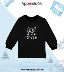 Fleece Printed Sweatshirt For Kids(Cute-Black)