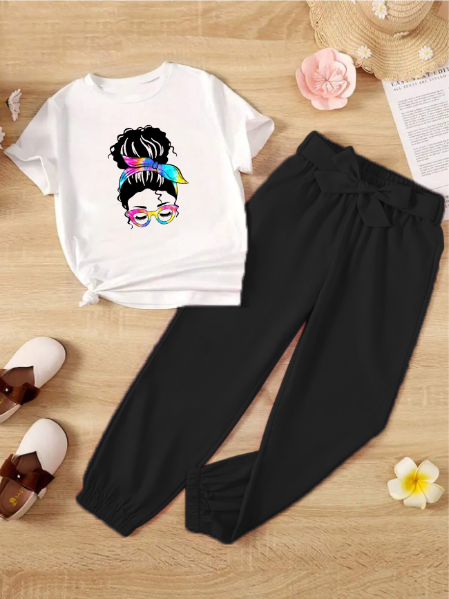 Kids T-Shirt & Trouser Set (Bow Girl)