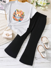 Kids T-Shirt & Plazzo Set (Cat AI)