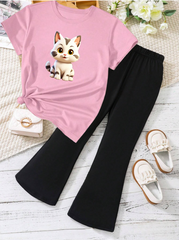 Kids T-Shirt & Plazzo Set (Cat)