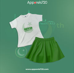 Azadi T-Shirt & Skirt Pair For Kids (Chand-Sitara)