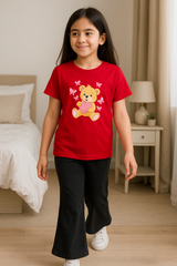 Kids T-Shirt & Plazzo Set (Teddy Bear)