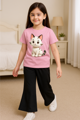 Kids T-Shirt & Plazzo Set (Cat)