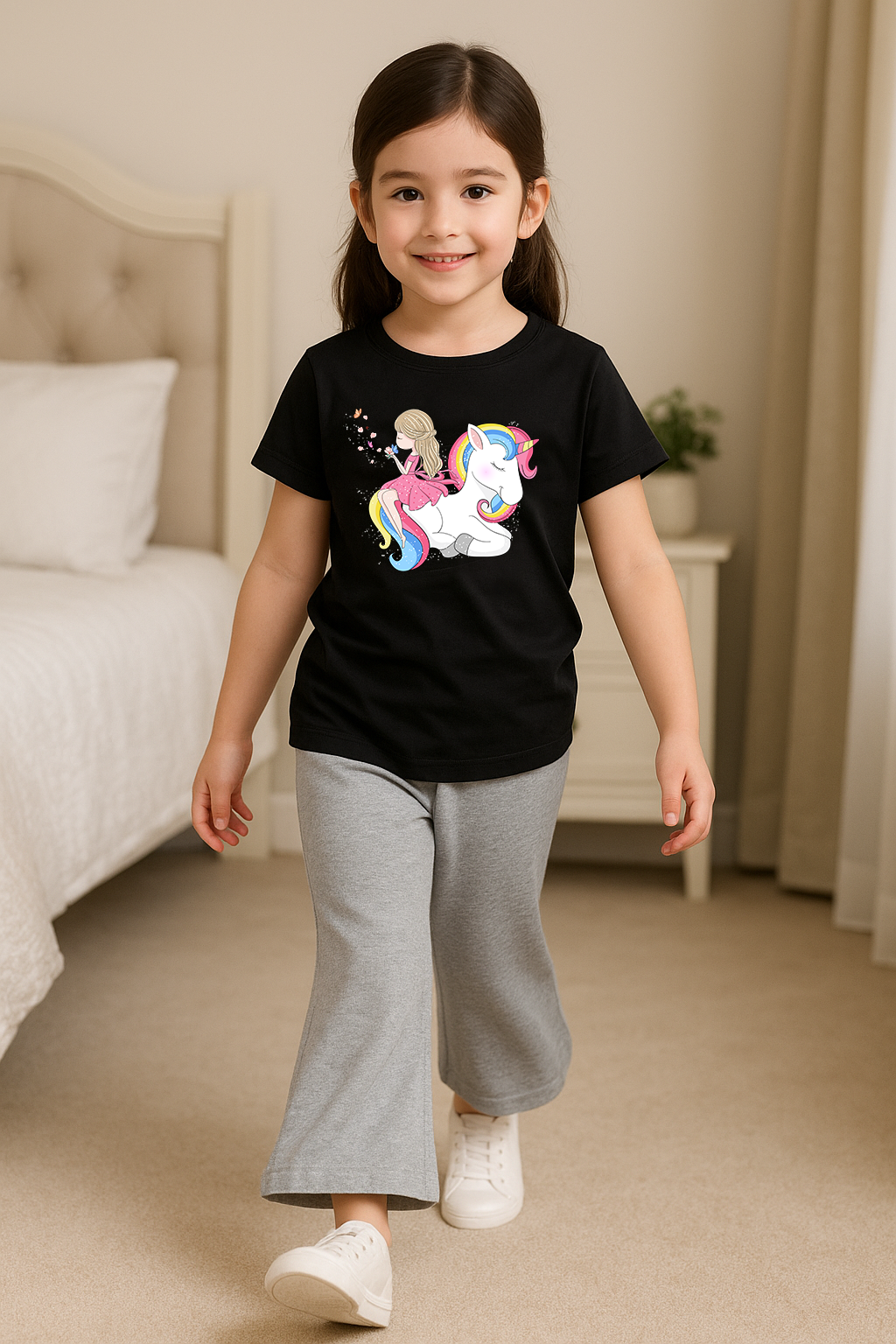 Kids T-Shirt & Plazzo Set (Horse Unicorn)