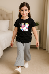 Kids T-Shirt & Plazzo Set (Horse Unicorn)