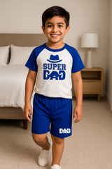 Raglan T-Shirt & Shorts Set For Kids (Super Dad)