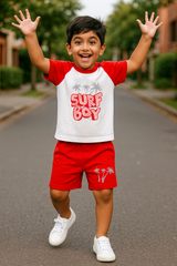 Raglan T-Shirt & Shorts Set For Kids (Surf Boy)