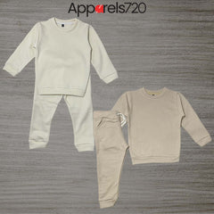 Pack of 2 Fleece Plain Track Suit (Cream-skin)