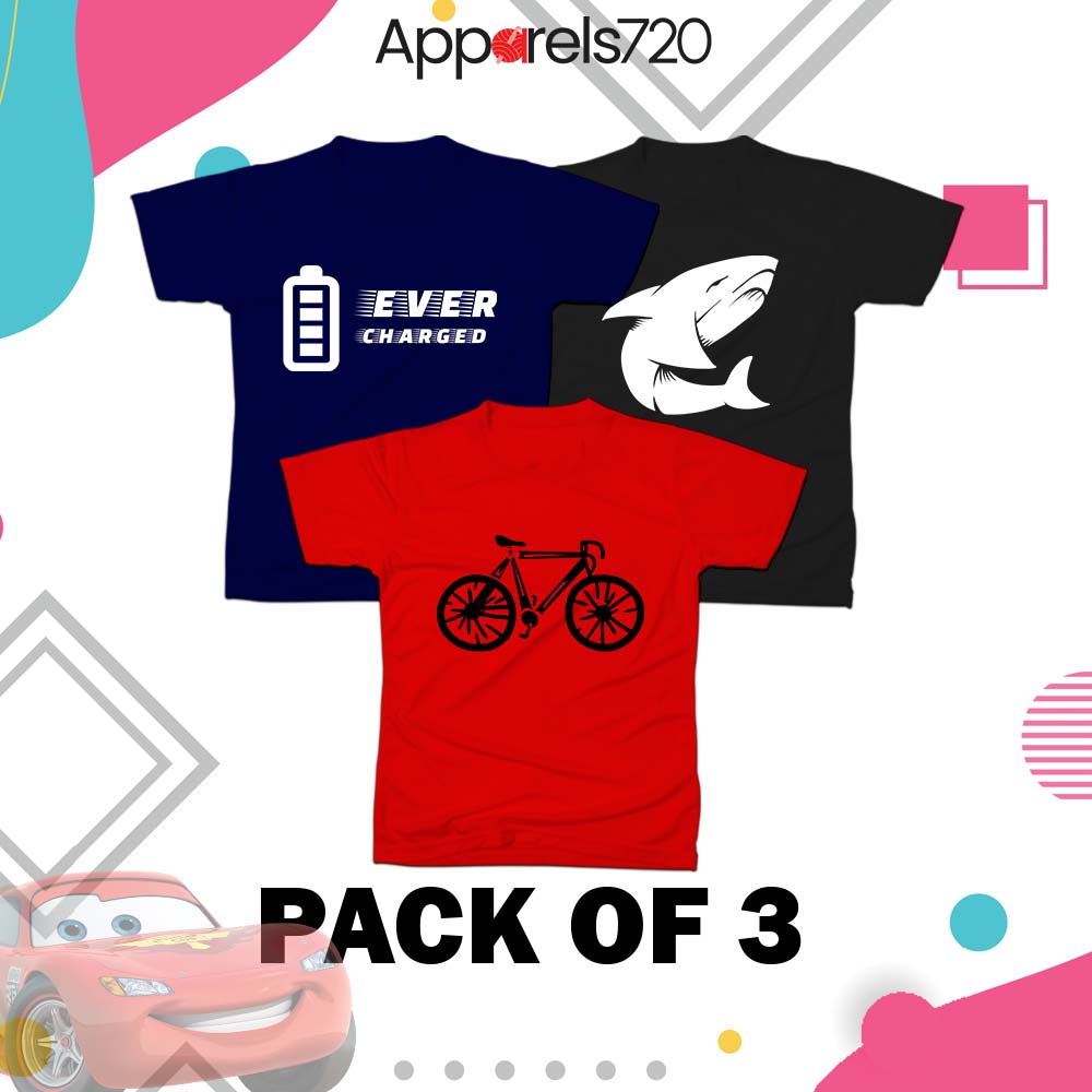 Pack of 3 T-Shirt For Kids (Ever-Fish-Cycle)