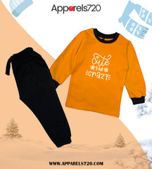 Fleece Cute Tracksuit For Kids (Golden)