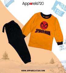 Fleece Spiderman Tracksuit For Kids (Golden)