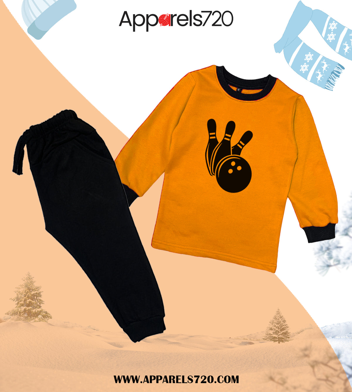 Fleece Bowling Tracksuit For Kids (Golden)