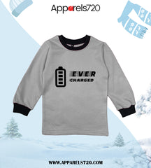 Fleece Printed Sweatshirt For Kids(Ever-Grey)