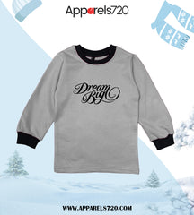 Fleece Printed Sweatshirt For Kids(Dream Big-Grey)