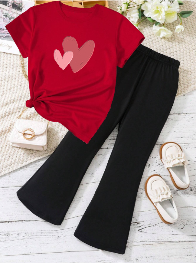 Kids T-Shirt & Plazzo Set (Double Heart)