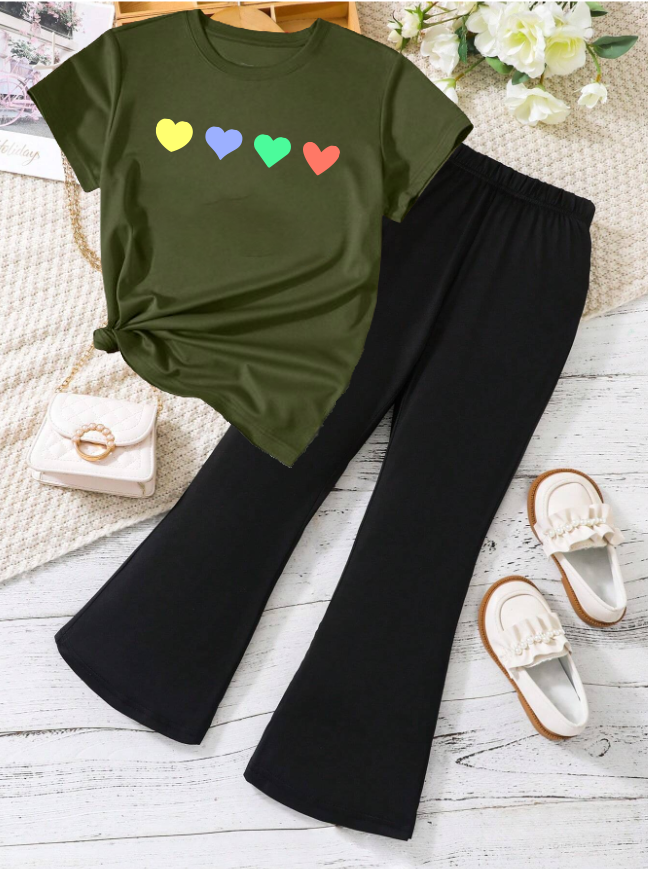 Kids T-Shirt & Plazzo Set (4 Heart)