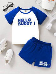 Raglan T-Shirt & Shorts Set For Kids (Hello Buddy)