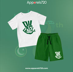 Azadi T-Shirt & Shorts Pair For Kids (Dil-White)