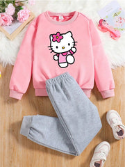 Sweatshirt & Trousers (Cat-pink)