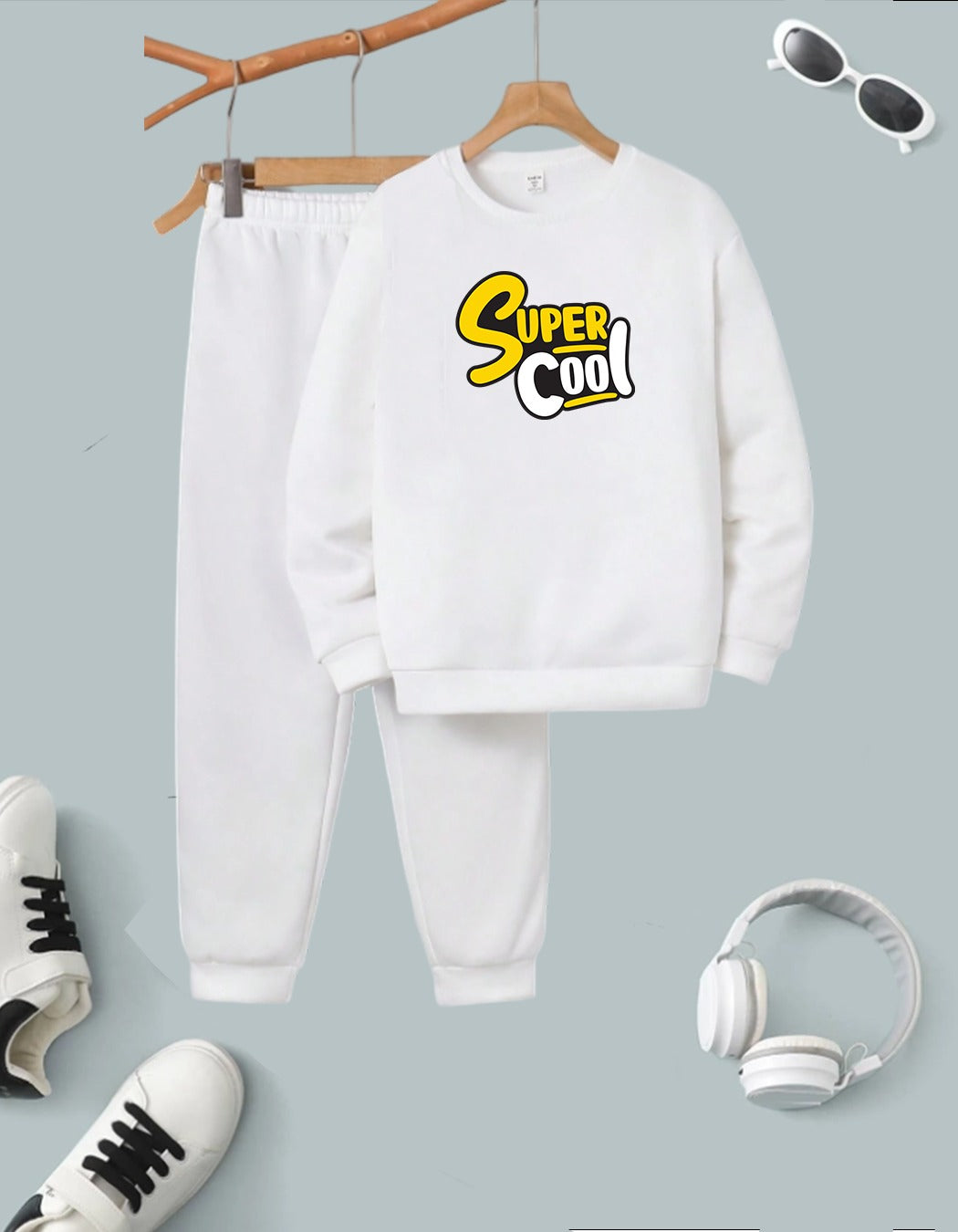 Fleece Track Suit (White-Super cool)