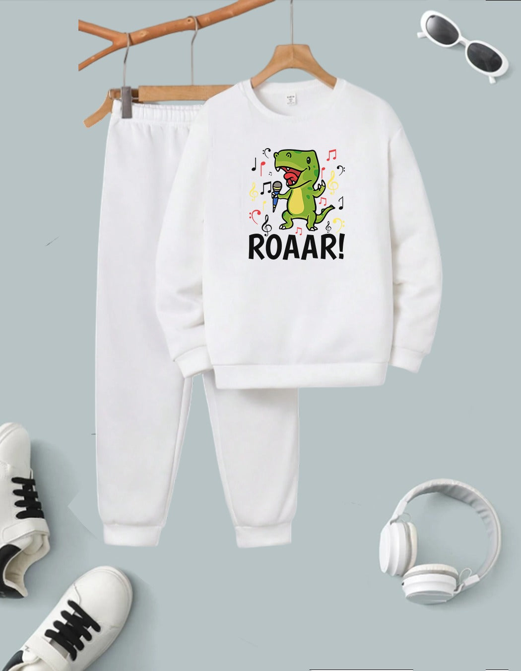 Fleece Track Suit (White-Rooar)