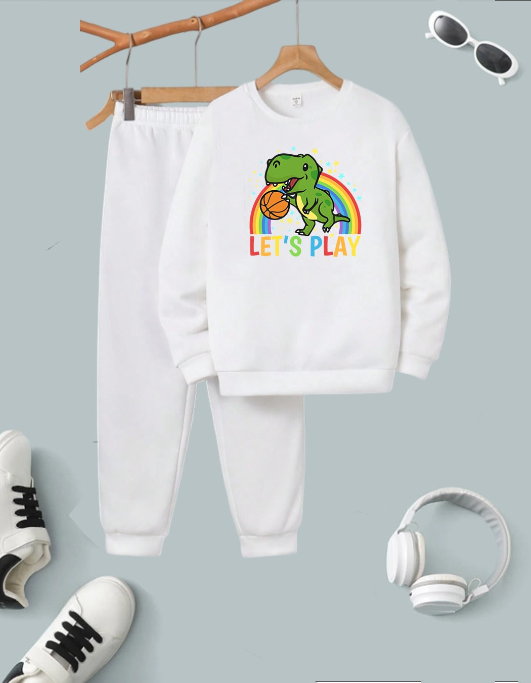 Fleece Track Suit (White-Lets play)