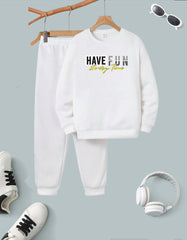 Fleece Track Suit (White-Have fun)