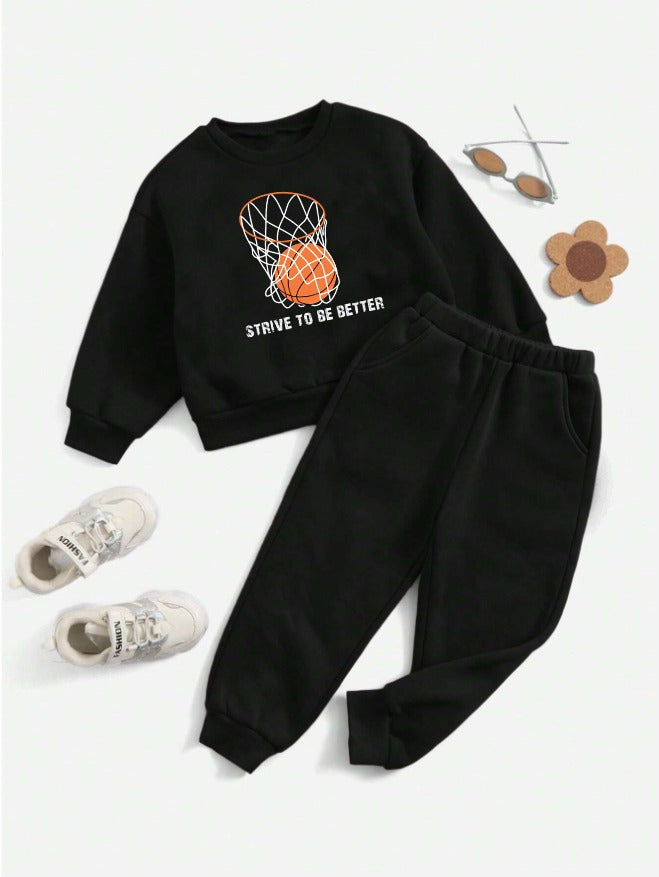 Fleece Track Suit (Black-Basket Ball)