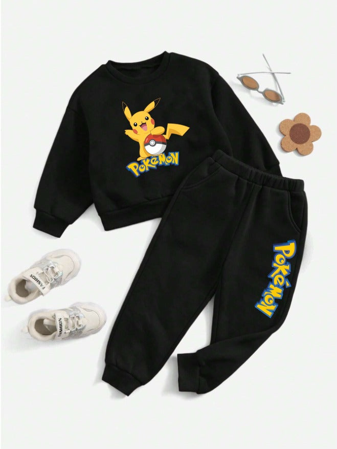 Fleece Track Suit (Black-Poke Mon)