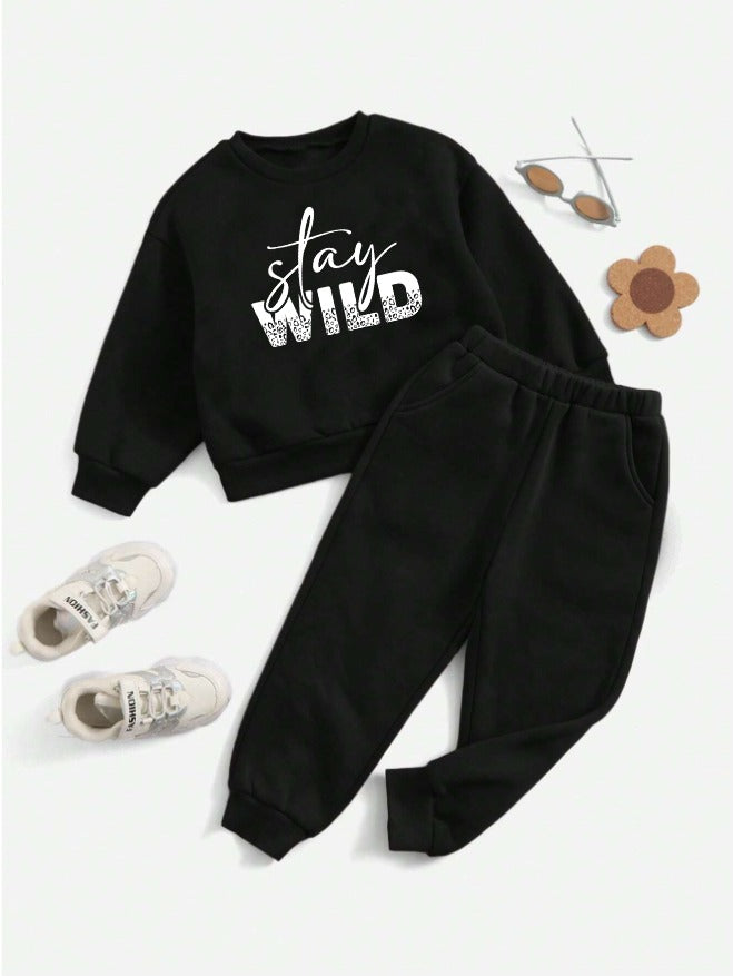 Fleece Track Suit (Black-Stay Wild)