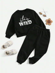 Fleece Track Suit (Black-Stay Wild)