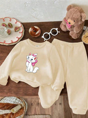 Fleece Track Suit (Cream-White Cat)