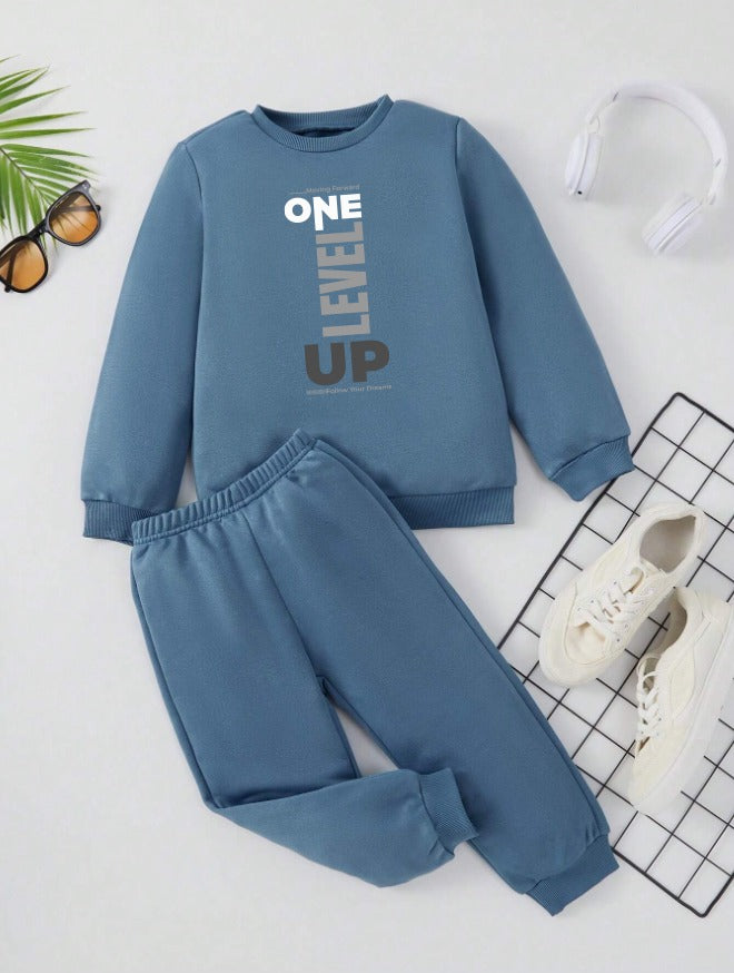 Fleece Track Suit (Blue-Level up)