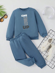 Fleece Track Suit (Blue-Level up)