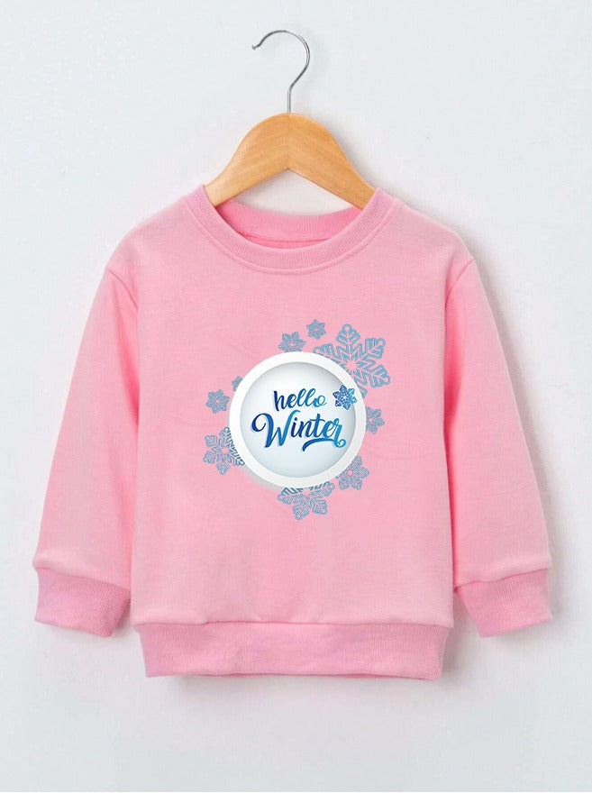 Sweatshirt For Kids (Pink-Hello Winter)