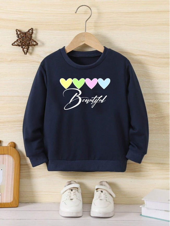 Sweatshirt For Kids (Navy Blue-Beautiful)