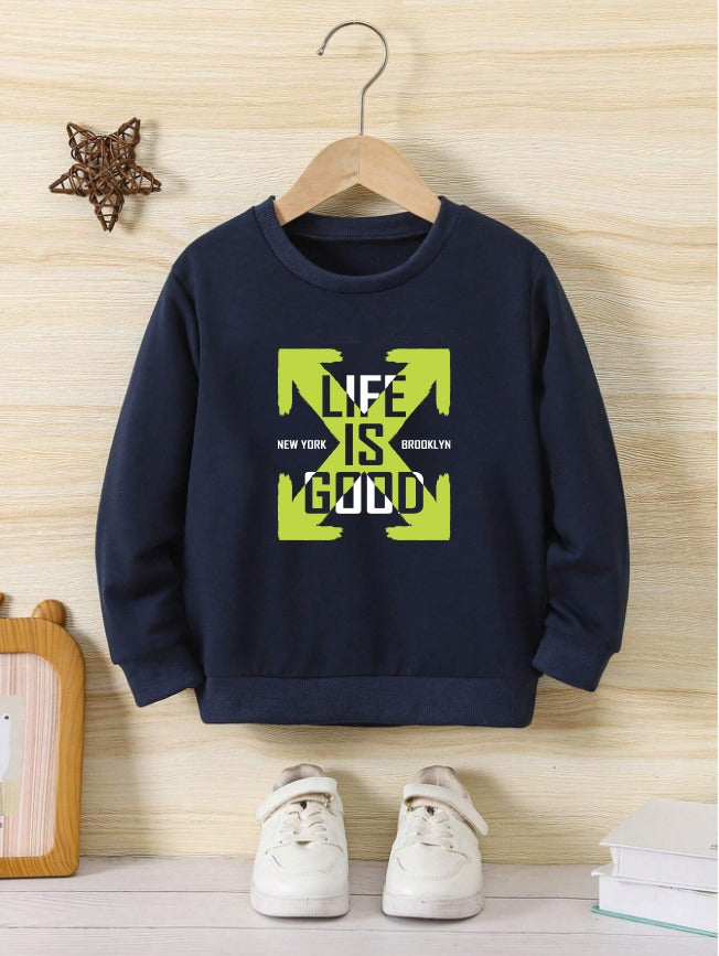 Sweatshirt For Kids (NavyBlue-Life is Good)