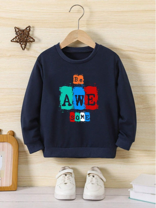 Sweatshirt For Kids (Navy Blue-Awsome)