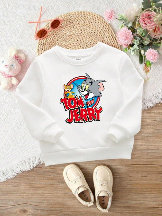 Sweatshirt For Kids (White-Tom & Jerry)