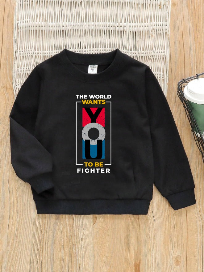 Sweatshirt For Kids (Black-Fighter)