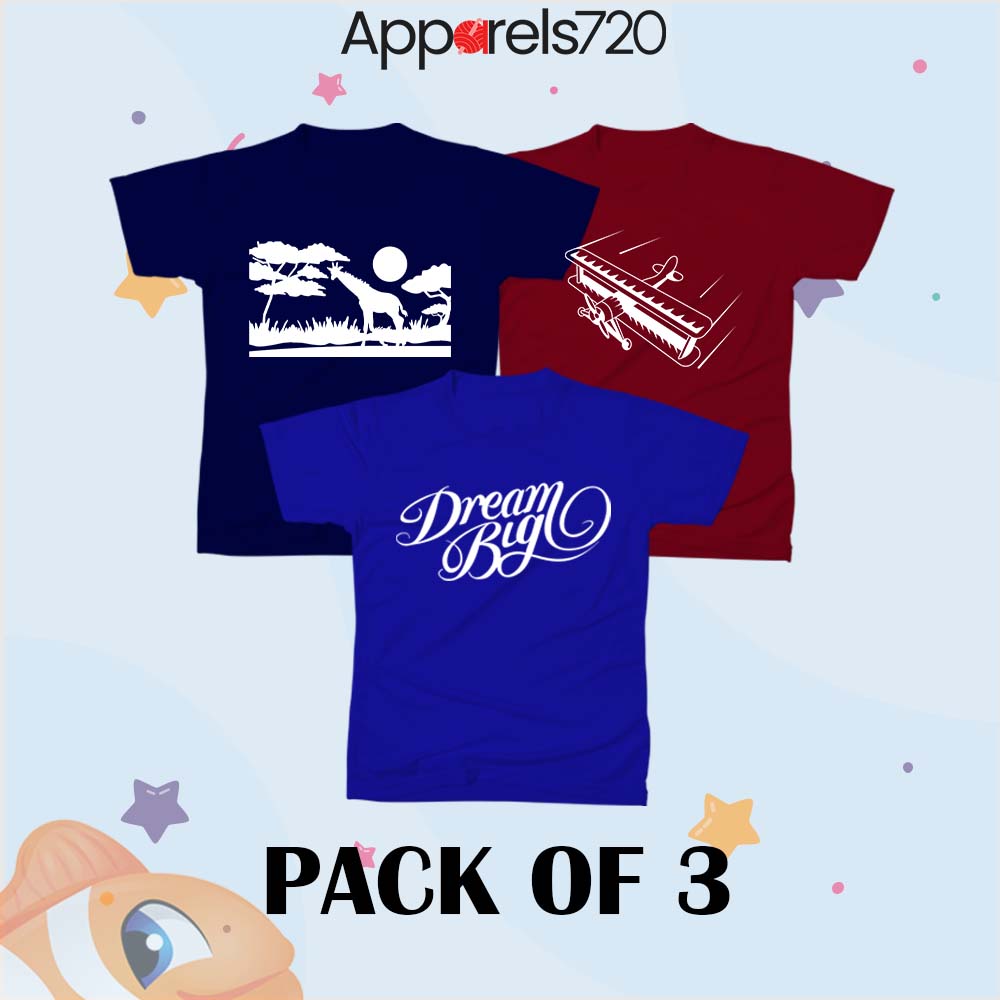 Pack of 3 T-Shirt For Kids (Jungle-Dream-Jet)