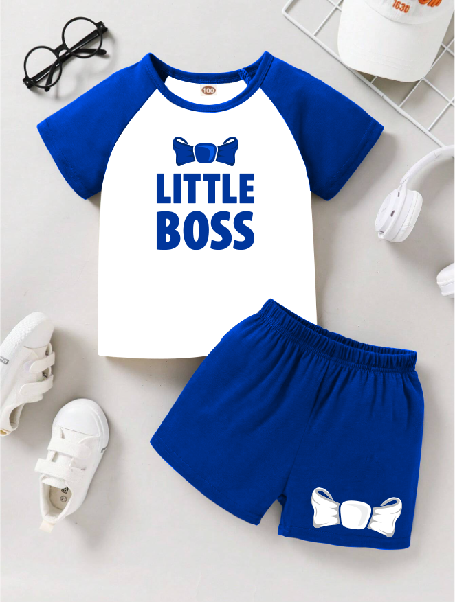 Raglan T-Shirt & Shorts Set For Kids (Little Boss)