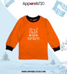 Fleece Printed Sweatshirt For Kids(Cute-Orange)